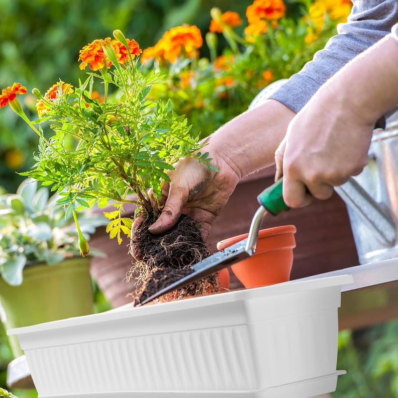 FillTouch 6 Packs 23 Inch Window Flower Box Extra Large Window Sill Herb Garden Long Rectangle Planter Plastic Boxes Outdoor with Drainage Trays Boxes for Balcony Windowsill Patio Garden - Image 3